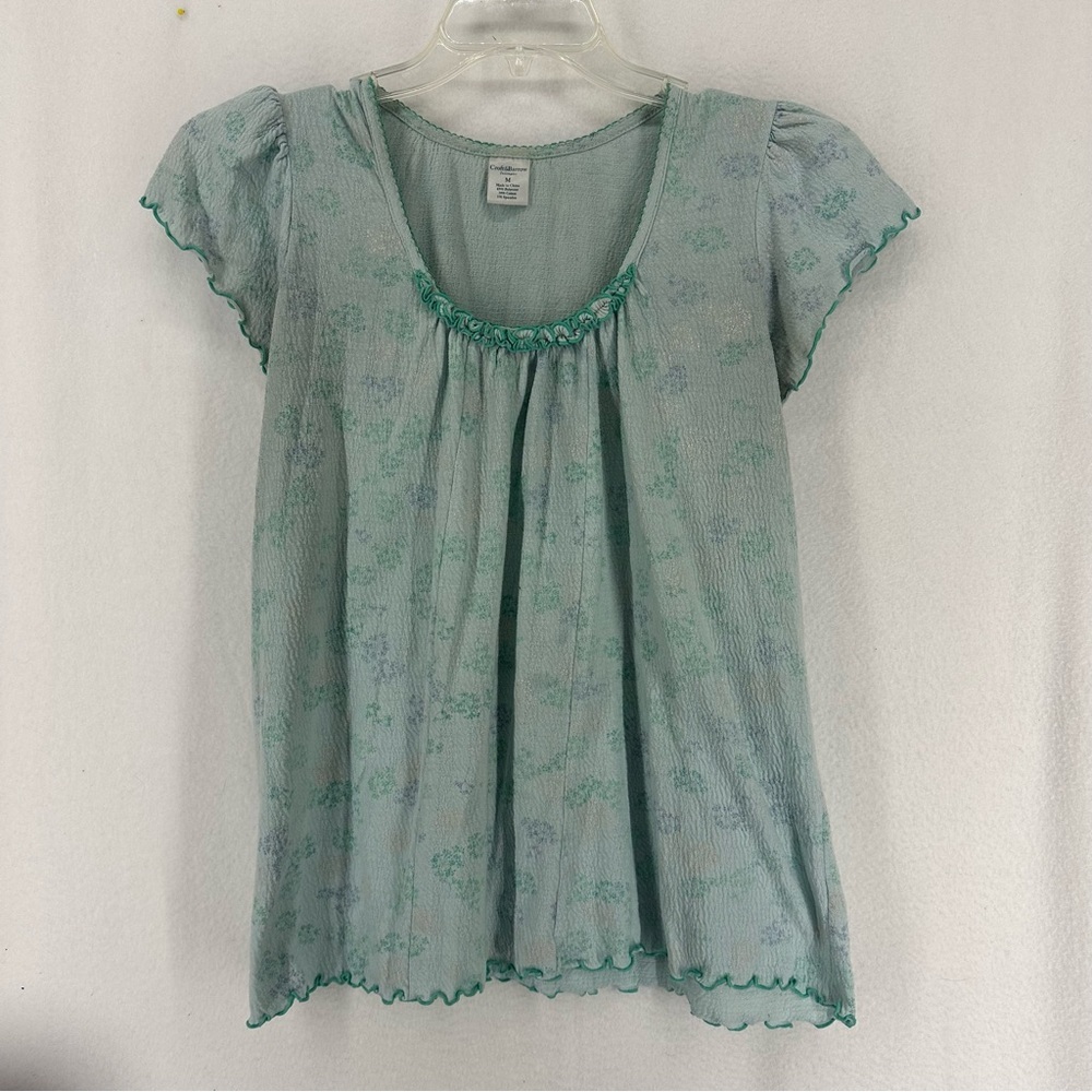 Croft & Barrow Intimates Short‎ Sleeve Floral Top Womens Medium Blue